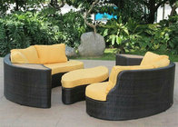 Outdoor Sofa Furniture Round Shape 3-Piece Garden Rattan Sofa Set Seating Cushion