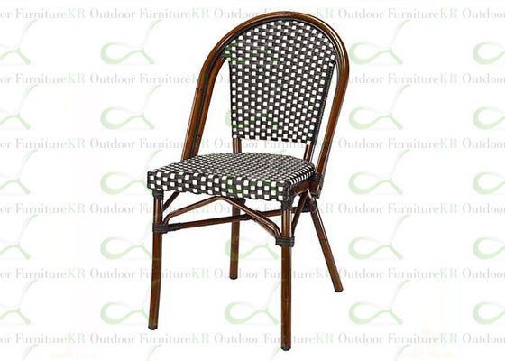 Outdoor Dining Chairs Curved-Back Synthetic Resin Wicker Bamboo Chairs Black
