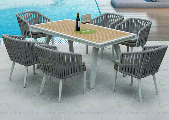 2017 Luxury Outdoor Rope Furniture Strapping Weave Dining Sets PVC Ribbon Chairs