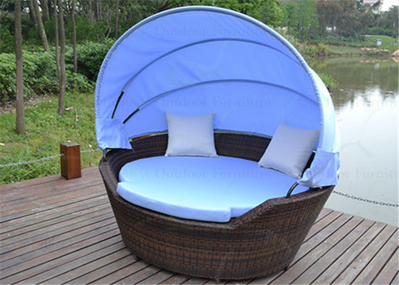 Outdoor Daybeds with Canopy in Brown All-weather Outdoor Furniture Rattan Day Beds