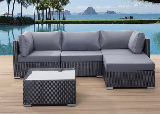 Outdoor Sofa Furniture 5 pcs Outdoor Sectional Wicker Cane Sofa Set Modular Sofa