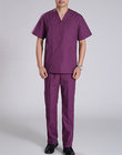 Short Sleeve Cotton Split Type Scrub Suit for Surgery in Purple