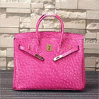 ladies high quality 35cm orange ostrich grain cowhide leather handbags top selling designer handbags L-RB4-17