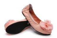 Hot sell fashion women pink kidskin shoes folding flat shoes soft comfort shoes ballet shoes size from 30 to 43 BS-01