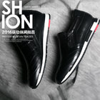 high quality black slip-up leather shoes cowhide sneakers brand name shoes lovers shoes designer sneakers BS-B7