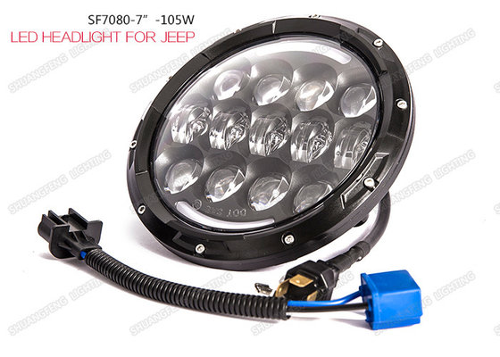China OSRAM LED Chip Jeep LED Headlights 105W Hi / Lo Beam 6000K With Turn / DRL supplier