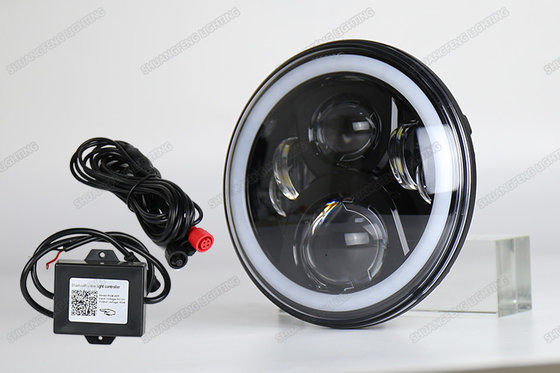 China 4X4 7 inch Jeep LED Headlights High low beam Halo RGB By Phone bluetooth supplier