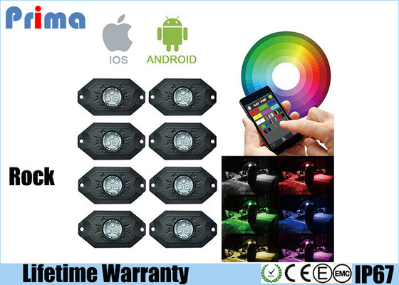 China 8Pods Multi Color RGB LED Rock Lights With Bluetooth Controller IP67 Waterproof supplier