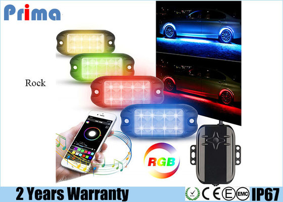 China Rock Lights, 4Pcs RGB LED Rock Lights with App &amp; Remote&amp; Flowing/Music/Voice Function&amp;256 Mode for Jeep Off Road Trucks supplier