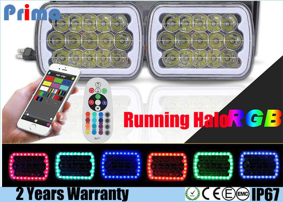 China Replace Stock Headlight with Running RGB Halo H6054 LED Headlight, 5x7(7x6) Rectangle Jeep YJ Cherokee XJ Headlight supplier