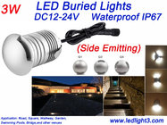 3W Side Emitting Led Buried Light  IP67 Waterproof  Deck Floor Patio  Inground Led landscape Lighting Spot Lights