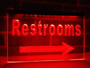 Wholesale Acrylic Restrooms Toilet Arrow right LED Neon Light Sign Edge Lit Base
