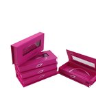 custom red pvc window eyelash packaging box  eyelash pack box with ribbon closure  deluxe eyelash gift box