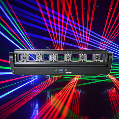 China Dj Lights 6 Eyes 500mw RGB 3in1 Full Color Moving Head Laser Light Bar Crutain supplier