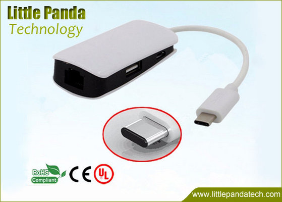 Multifunctional 1 Port 10/100/1000Mbps RJ45 Gigabit USB Ethernet Adapter with 2 Ports USB Type C Hub