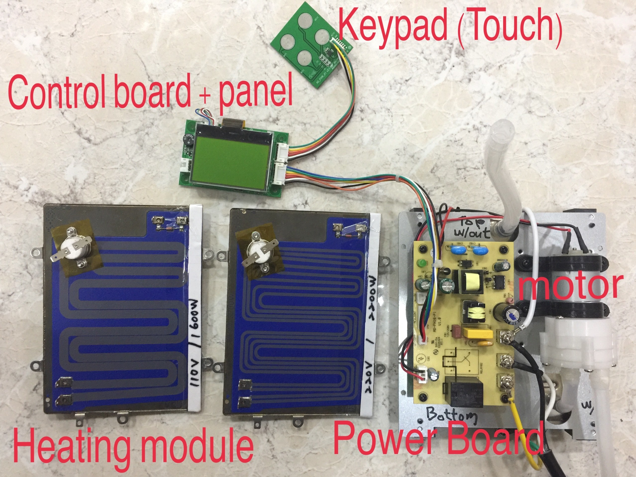 Thick film heating module / control panel / power board / motor / touchpad(kit)