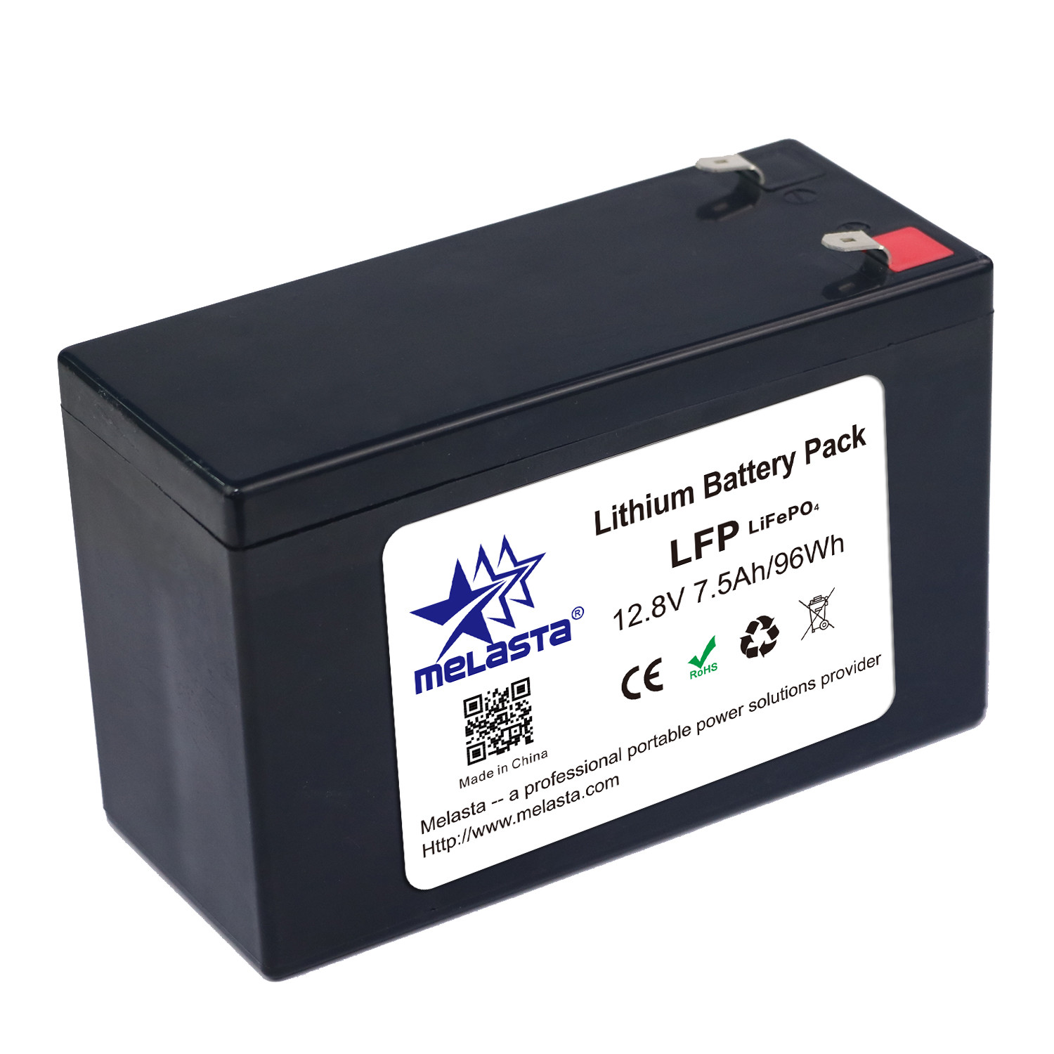 ＞2000 cycles 12.8V 7.5Ah LiFePo4 lithium battery pack for UPS, solar lighting