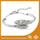 China Women Charm Stainless Steel Silver Bangle Bracelets With White Zircon distributor