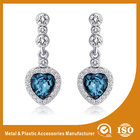 China Trendy Unique Diamond Metal Earrings Jewellery With Blue Crystal distributor