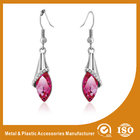China Rhinestone / Pink Stone Long Earrings Nickel Free Lead Free 4.5cm distributor
