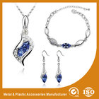 China Charming Gold Blue Crystal Zinc Alloy Jewelry Sets For Bridesmaids distributor