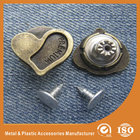 China Heart Shape Jeans garment clothes Button with Zinc And Brass Material distributor