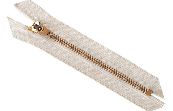China No.4 Brass Teeth Metal Zippers Antique Gold With White Cotton Tape Closed End supplier