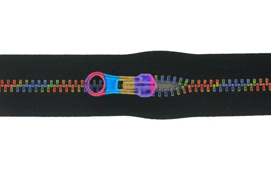 China Black Tape Plastic Rainbow Teeth Zippers 2 Way Open End 5 # With A/LM/L N/L Slider supplier