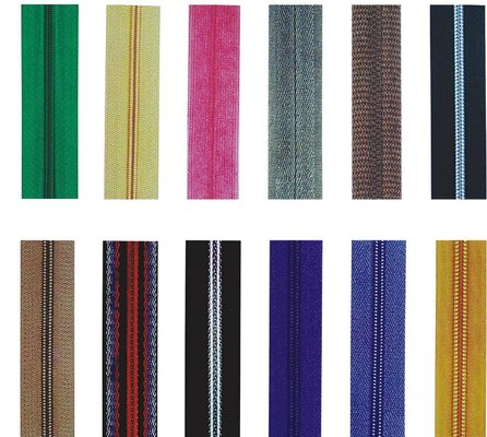 China 5# / 7# / 8# Nylon Long Chain Zipper , GREEN metal jacket zippers supplier