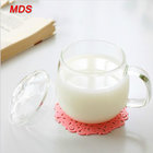 Novelty clear thicken office borosilicate glass milk coffee cup with lid