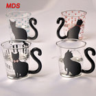 Lovely animals high borosilicate cat drinking glass with handle
