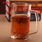 Factory direct large glass engraved beer mug cheap with handle