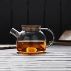 High borosilicate glass thermal insulated tea pot with bamboo lid