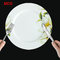 Colored flower pattern bone china tableware flat ceramic plate