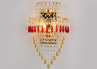 China Two Lights Golden Indoor Wall Lights With Crystal Bead Curtain distributor