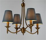 China Brown Fabric Cover Wrought Iron Pendant Light 4 Bulbs for Coffee Shops distributor
