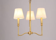 China Brass Modern Chandelier Lighting 3 White Fabric Shades For Dinning Room distributor