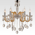 China Funky Contemporary Crystal Chandelier Lamps 6 heads with Fabric or Laces Shades for Bedroom distributor