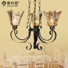 China Vintage Amber Wrought Iron Ceiling Lights with Glass , Hanging Chain Lamp distributor