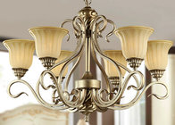 China Silver / Gold Metal and Glass Vintage Wrought Iron Chandelier With Shades , 6 Light 600W E27 distributor