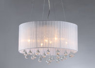 Best Chrome Large Contemporary Chandeliers White Fabric Covering