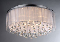 Best White Fabric Covering Iron And Crystal Chandelier , Adjustable Chain