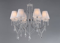 Best European Style 6 Lights Interior Luxury Crystal Chandelier , White Fabric Shade