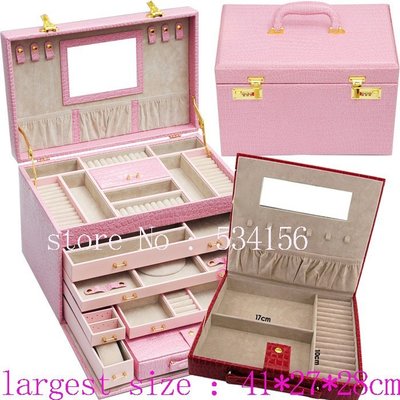 Biggst Jewelry Case can hold watch,necklace,rings n small box included for outside carry  (41*27*28cm)
