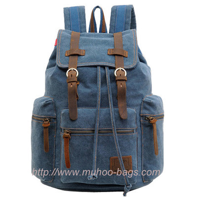 Fashion Blue Canvas Laptop Bag,Sports Bag, Travel backpack (MH-2107)