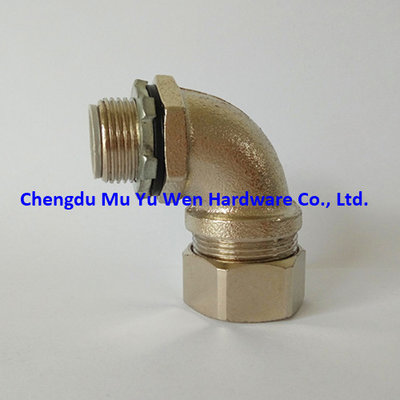 China 3/8&quot;(12mm) and ISO metric thread 90 degree liquid tight steel fittings with zinc plated for cable protection supplier