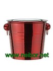 Red color stainless steel ice bucket 9L metal beer bucket beer tub beverage cooler