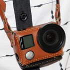 Camera Leather Case Bag Holder With Lanyard Neck Strap + 37mm Filter UV Lens + Adapter Lens Cap For GoPro Hero 4 3