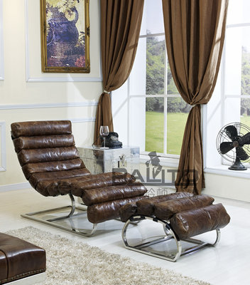 China classic old style antique leather lounge recliner furniture supplier
