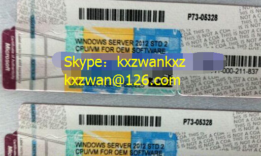 China Windows Server 2012 COA License, Server 2012 Std R2 COA Sticker supplier